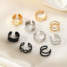 Load image into Gallery viewer, 5pcs Set Elegant Leaf Shaped Hollow Circle Stacked Ear Cuff No Piercing Clip On Earrings Gold Bridal Wedding Jewelry For Women Female Gift
