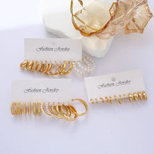 Load image into Gallery viewer, Earring Sets For Women Trendy Vintage Bohemian Geometric C Shaped Big Circle Hoop Stud Pearl Zircon Daily Party Fashion Jewelry Gifts
