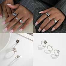 Load image into Gallery viewer, Minimalist Geometric Crystal Ring For Women Silver Color Rhinestone Zircon Adjustable Open Knuckle Ring Daily Party Wedding Jewelry Gifts

