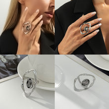 Load image into Gallery viewer, Minimalist Geometric Crystal Ring For Women Silver Color Rhinestone Zircon Adjustable Open Knuckle Ring Daily Party Wedding Jewelry Gifts
