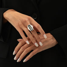 Load image into Gallery viewer, Minimalist Geometric Crystal Ring For Women Silver Color Rhinestone Zircon Adjustable Open Knuckle Ring Daily Party Wedding Jewelry Gifts
