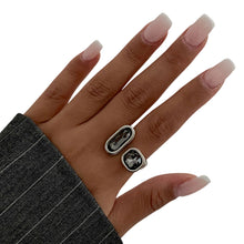 Load image into Gallery viewer, Minimalist Geometric Crystal Ring For Women Silver Color Rhinestone Zircon Adjustable Open Knuckle Ring Daily Party Wedding Jewelry Gifts
