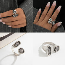 Load image into Gallery viewer, Minimalist Geometric Crystal Ring For Women Silver Color Rhinestone Zircon Adjustable Open Knuckle Ring Daily Party Wedding Jewelry Gifts
