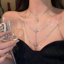 Load image into Gallery viewer, Multi Layer Square Zircon Chest Body Chain For Women Silver Color Sexy Beach Bikini Geometric Cool Style Personality Jewelry Gift
