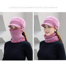 Load image into Gallery viewer, Women Fashion Elegant Knitted Cap Winter Warm Fleece Hat Casual Flower Knitted Hat Accessories Gift

