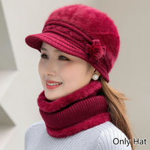 Load image into Gallery viewer, Women Fashion Elegant Knitted Cap Winter Warm Fleece Hat Casual Flower Knitted Hat Accessories Gift
