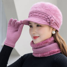Load image into Gallery viewer, Women Fashion Elegant Knitted Cap Winter Warm Fleece Hat Casual Flower Knitted Hat Accessories Gift
