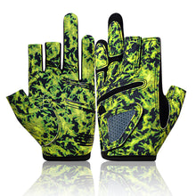 Load image into Gallery viewer, Professional 3 Finger Fishing Gloves Anti-Slip Wear-Resistant Gloves Self-Adhesive Fabric Fixation for Knot Tying and Bait Changing Fishing Gear
