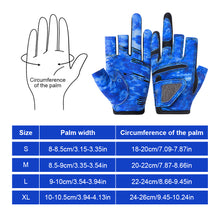 Load image into Gallery viewer, Professional 3 Finger Fishing Gloves Anti-Slip Wear-Resistant Gloves Self-Adhesive Fabric Fixation for Knot Tying and Bait Changing Fishing Gear
