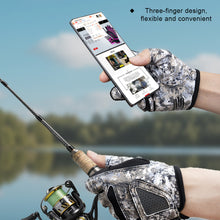 Load image into Gallery viewer, Professional 3 Finger Fishing Gloves Anti-Slip Wear-Resistant Gloves Self-Adhesive Fabric Fixation for Knot Tying and Bait Changing Fishing Gear

