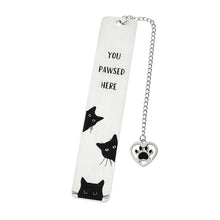 Load image into Gallery viewer, Playful Pun Text Stainless Steel Cat Bookmark Creative Book Page Clip With Charm Pendant Fun Reading Decor Accessory
