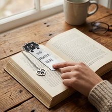 Load image into Gallery viewer, Playful Pun Text Stainless Steel Cat Bookmark Creative Book Page Clip With Charm Pendant Fun Reading Decor Accessory
