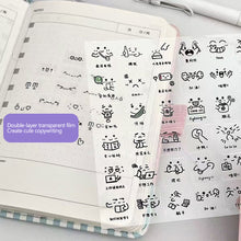 Load image into Gallery viewer, 10Pages Sleek Journal Diary Adornments Transparent Die-Cut Kaomoji Stickers Cute Emoji Symbols Clear Adhesive Handmade Notebook Decor
