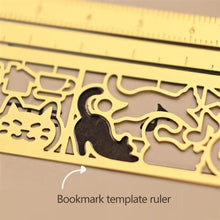Load image into Gallery viewer, Kawaii Cat Ruler Hollow Metal Bookmark Ruler Multifunctional Ruler for Painting Drawing Diary Hand Account Tool Cute Gift
