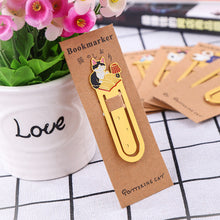 Load image into Gallery viewer, Cute Cat Bookmarks Metal Book Clips Kawaii Kittens Paper Page Holder Japanese Stationery Reading Tools School Office Supplies
