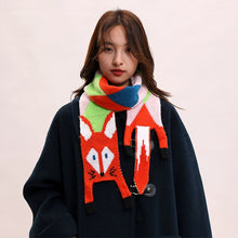 Load image into Gallery viewer, New Autumn Winter Children's Cartoon Fox Knitted Scarf Baby Boys Girls Warm Women Shawl Kids Female Knitted Animal Women Scarf
