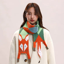 Load image into Gallery viewer, New Autumn Winter Children's Cartoon Fox Knitted Scarf Baby Boys Girls Warm Women Shawl Kids Female Knitted Animal Women Scarf
