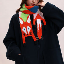 Load image into Gallery viewer, New Autumn Winter Children's Cartoon Fox Knitted Scarf Baby Boys Girls Warm Women Shawl Kids Female Knitted Animal Women Scarf
