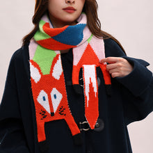Load image into Gallery viewer, New Autumn Winter Children's Cartoon Fox Knitted Scarf Baby Boys Girls Warm Women Shawl Kids Female Knitted Animal Women Scarf
