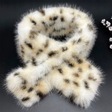 Load image into Gallery viewer, Korea Leopard Print Long Fur Scarfs Warm Plush Scarf Y2K Women Winter Padded Thickened Lengthened Faux Fur Shawl Outdoor Riding
