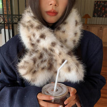 Load image into Gallery viewer, Korea Leopard Print Long Fur Scarfs Warm Plush Scarf Y2K Women Winter Padded Thickened Lengthened Faux Fur Shawl Outdoor Riding
