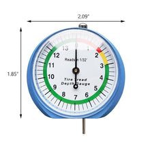 Load image into Gallery viewer, Car Tire Tread Depth Gauge 1/11mm &amp; 1/32" Scale Needle Pointer Mechanical Gauge Metal Automotive Maintenance &amp; Safety Tool
