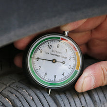 Load image into Gallery viewer, Car Tire Tread Depth Gauge 1/11mm &amp; 1/32" Scale Needle Pointer Mechanical Gauge Metal Automotive Maintenance &amp; Safety Tool
