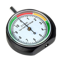 Load image into Gallery viewer, Car Tire Tread Depth Gauge 1/11mm &amp; 1/32" Scale Needle Pointer Mechanical Gauge Metal Automotive Maintenance &amp; Safety Tool

