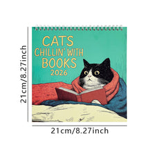 Load image into Gallery viewer, 2026 Calendar Cats with Coffee Chill Cats Illustration Cute Animal Wall Calendar For Cat &amp; Coffee Enthusiasts Hanging Wall 2026 Planner Calendar
