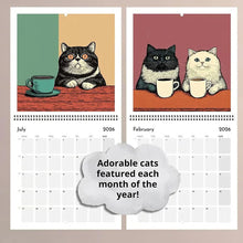 Load image into Gallery viewer, 2026 Calendar Cats with Coffee Chill Cats Illustration Cute Animal Wall Calendar For Cat &amp; Coffee Enthusiasts Hanging Wall 2026 Planner Calendar
