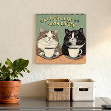 Load image into Gallery viewer, 2026 Calendar Cats with Coffee Chill Cats Illustration Cute Animal Wall Calendar For Cat &amp; Coffee Enthusiasts Hanging Wall 2026 Planner Calendar
