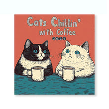 Load image into Gallery viewer, 2026 Calendar Cats with Coffee Chill Cats Illustration Cute Animal Wall Calendar For Cat &amp; Coffee Enthusiasts Hanging Wall 2026 Planner Calendar
