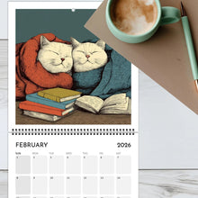 Load image into Gallery viewer, 2026 Calendar Cats with Coffee Chill Cats Illustration Cute Animal Wall Calendar For Cat &amp; Coffee Enthusiasts Hanging Wall 2026 Planner Calendar
