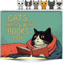 Load image into Gallery viewer, 2026 Calendar Cats with Coffee Chill Cats Illustration Cute Animal Wall Calendar For Cat &amp; Coffee Enthusiasts Hanging Wall 2026 Planner Calendar
