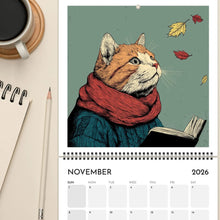 Load image into Gallery viewer, 2026 Calendar Cats with Coffee Chill Cats Illustration Cute Animal Wall Calendar For Cat &amp; Coffee Enthusiasts Hanging Wall 2026 Planner Calendar
