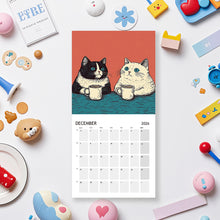 Load image into Gallery viewer, 2026 Calendar Cats with Coffee Chill Cats Illustration Cute Animal Wall Calendar For Cat &amp; Coffee Enthusiasts Hanging Wall 2026 Planner Calendar
