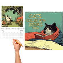 Load image into Gallery viewer, 2026 Calendar Cats with Coffee Chill Cats Illustration Cute Animal Wall Calendar For Cat &amp; Coffee Enthusiasts Hanging Wall 2026 Planner Calendar
