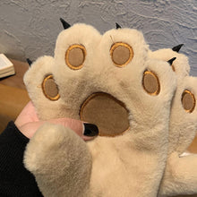 Load image into Gallery viewer, Cute Bear Cat Claw Plush Gloves For Women Girls Students Winter Thickened Velvet Lined Full Finger Skin Friendly Anti Loss Cold Proof Cycling Gloves
