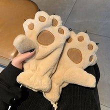 Load image into Gallery viewer, Cute Bear Cat Claw Plush Gloves For Women Girls Students Winter Thickened Velvet Lined Full Finger Skin Friendly Anti Loss Cold Proof Cycling Gloves
