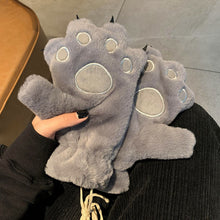 Load image into Gallery viewer, Cute Bear Cat Claw Plush Gloves For Women Girls Students Winter Thickened Velvet Lined Full Finger Skin Friendly Anti Loss Cold Proof Cycling Gloves
