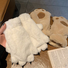 Load image into Gallery viewer, Cute Bear Cat Claw Plush Gloves For Women Girls Students Winter Thickened Velvet Lined Full Finger Skin Friendly Anti Loss Cold Proof Cycling Gloves
