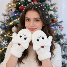 Load image into Gallery viewer, Womens Plush Cat Rabbit Mittens Flip Fingerless Half Finger Gloves Thermal Soft Fleece Lined Thick Warm Winter Flexible Gloves
