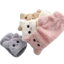 Load image into Gallery viewer, Womens Plush Cat Rabbit Mittens Flip Fingerless Half Finger Gloves Thermal Soft Fleece Lined Thick Warm Winter Flexible Gloves
