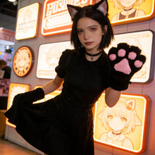 Load image into Gallery viewer, 1Pc Kawaii Cartoon Cat Bear Claw Paw Plush Gloves Women Winter Warm Finger Mittens Lolita Cosplay Costume Gloves
