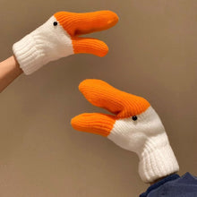 Load image into Gallery viewer, New Creative Funny Knitted Goose Gloves Thickened Double Layer Velvet Lined Windproof Cold Proof Warm Finger Gloves For Autumn Winter

