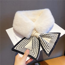 Load image into Gallery viewer, Women Winter Warm Thicken Solid Color Faux Rabbit Fur Cross Collar Neck Warmer Plush Scarf Elegant Shawl Cold Weather Fashion Accessory
