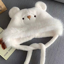 Load image into Gallery viewer, Cute Bear Ear Flap Plush Hat For Women Thickened Warm Fleece Lined Winter Autumn Cold Proof Headgear For Daily Outdoor Wear
