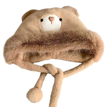 Load image into Gallery viewer, Cute Bear Ear Flap Plush Hat For Women Thickened Warm Fleece Lined Winter Autumn Cold Proof Headgear For Daily Outdoor Wear
