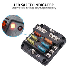 Load image into Gallery viewer, 6 Ways Blade Car Boat Fuse Box Holder Fuse Holder Block Warning Indicator 12V 36V Power Distribution Panel Board
