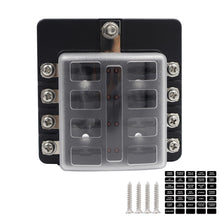 Load image into Gallery viewer, 12V~24V 6/8/10/12/ Ways Blade Holder Fuse Relay Box Terminal Circuit Fuse Box with LED Warning Light Circuit Fuse Box Car Marine Fuse Panel
